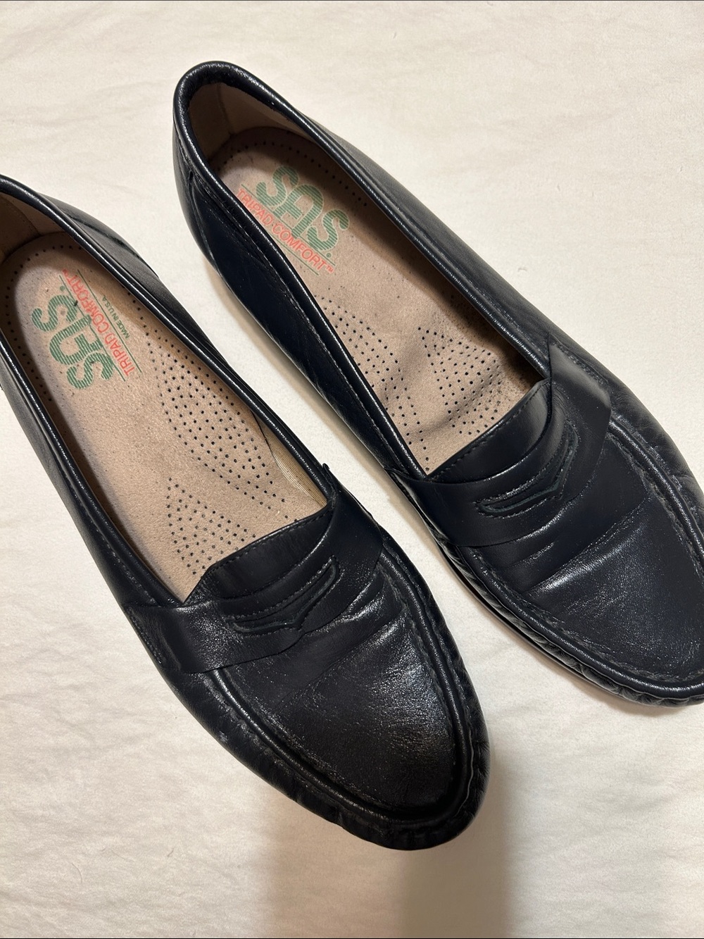 SAS Blue Leather Penny Loafers